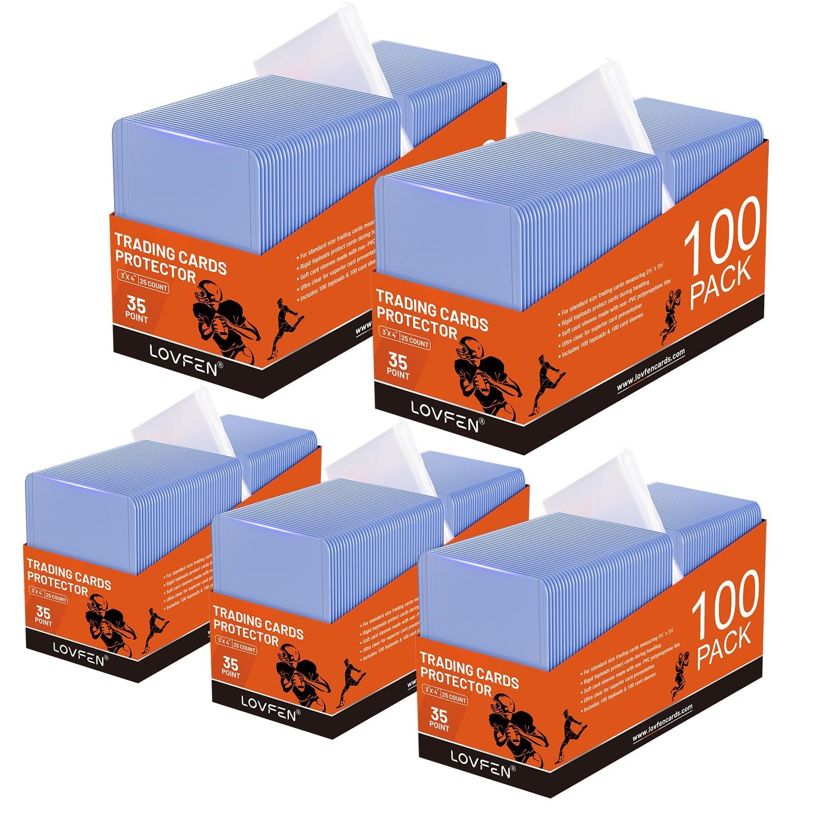 LOVFEN 1000ct Card Protectors -500 Top Loaders 500 Penny Sleeves 3x4 Hard Card Sleeves Rigid Trading Cards Holders with Bend-Resistant, Rip-Proof Edges for Baseball, MTG, Football, Sports Cards