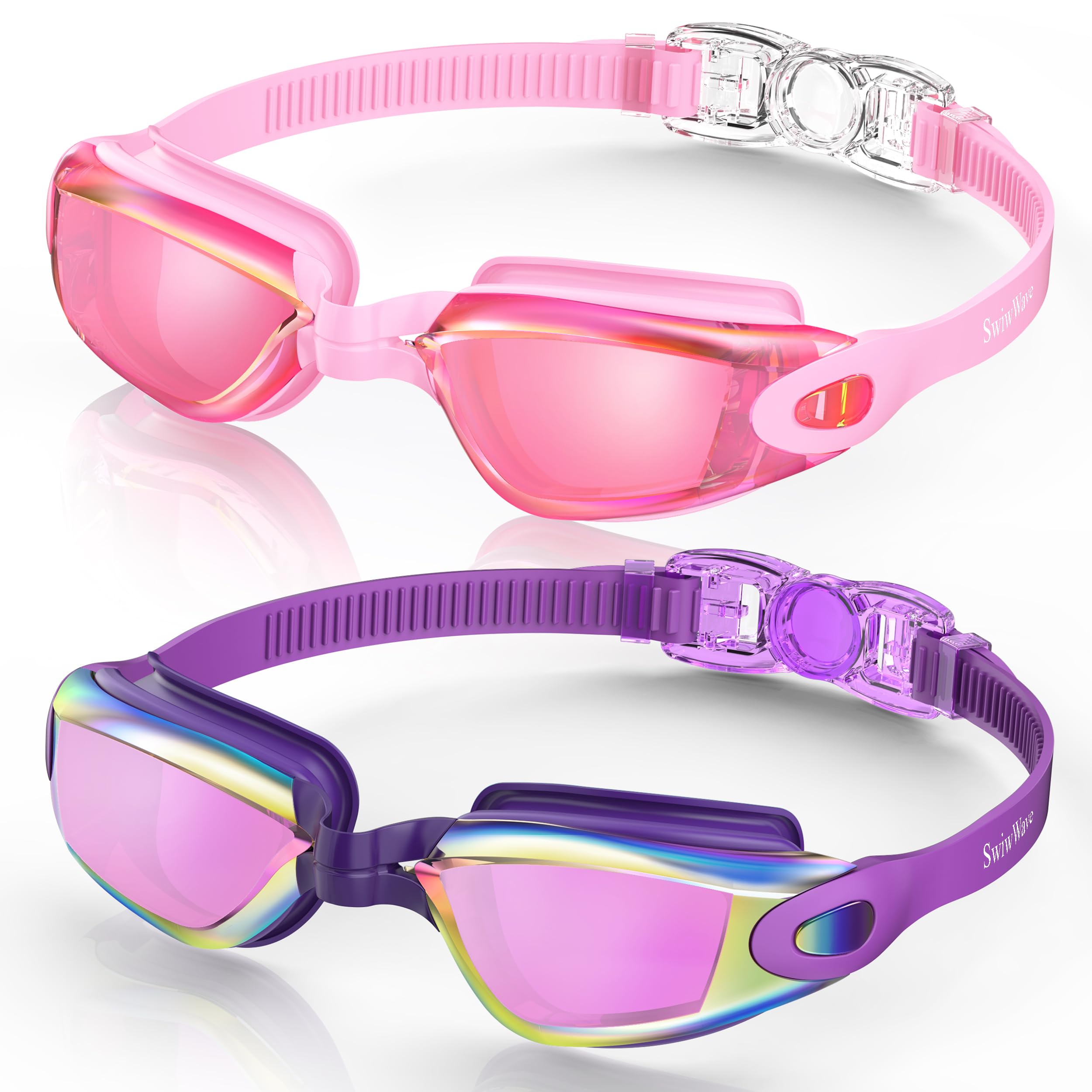 SwiwWave Swim Goggles 2 Pack for Adult Youth, No Leaking with Storage Case