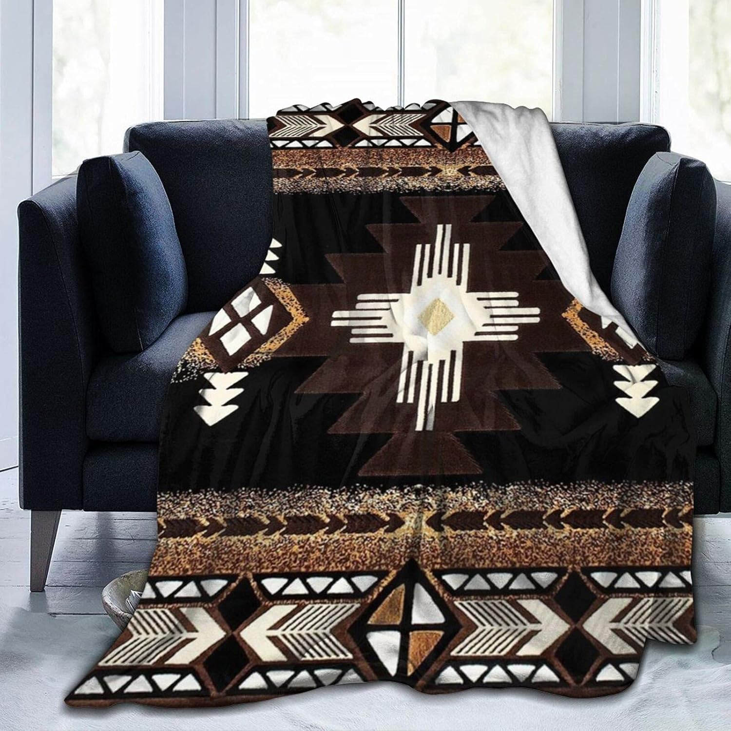 Navajo Native Americans Aztec Brown Pattern Flannel Fluffy