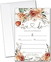 ZYQFN We Do Fall Floral Wedding Invitations - 20 Elegant 4x6 Cards with Envelopes, Autumn Watercolor Rustic Design