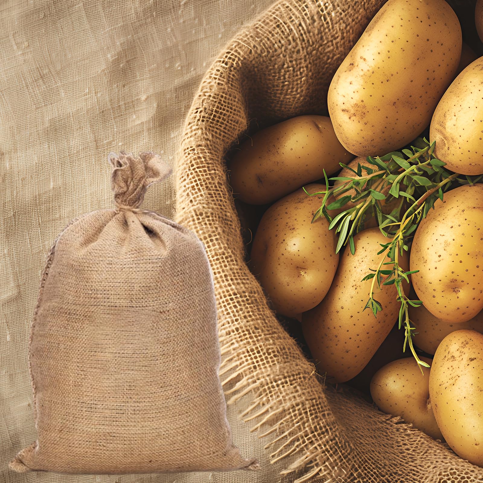 Lot de 6 sacs en jute pour plantes grands, 60x100 cm Sacs en toile de jute, Sac en jute grand pour protection des plantes en hiver, résistant/Sac pour pommes de terre/Protection contre le gel