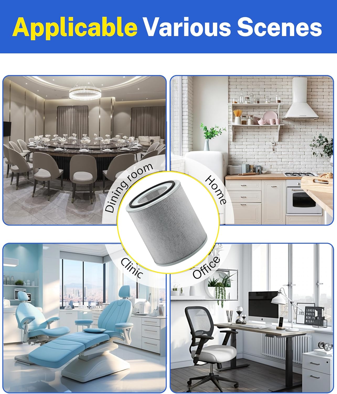Replacement Filter Compatible with FR400 Air Purifiers, Models HM400, HM402, HM405, HM410, HM450, with 1 HEPA Activated Carbon filter & 2 Pre-Filters