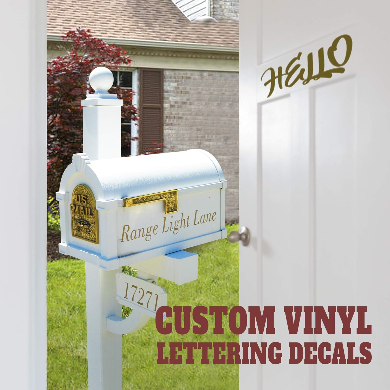 Anley Custom Vinyl Door Decal - Personalized Letters Numbers Names for Front Door, Glass, Mailbox, and Home Décor - DIY Lettering Signs with Assorted Colors, Fonts and Size Up to 100" Long