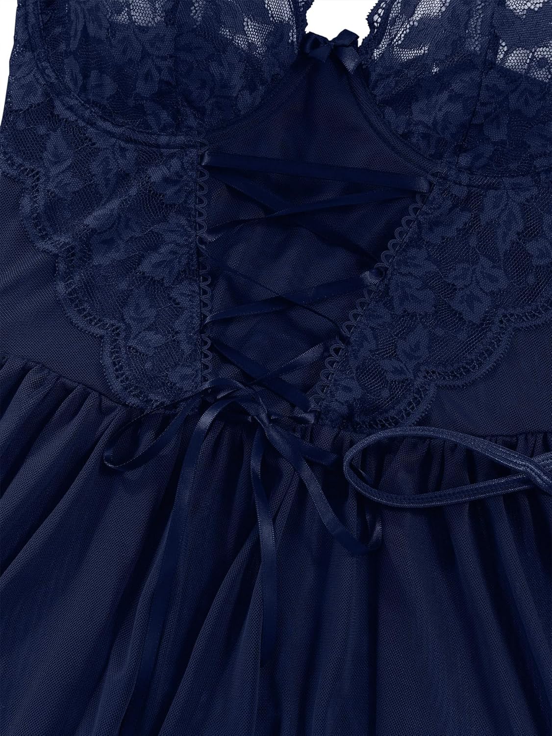 Lilosy Sexy Garter Belt Mesh Lace Babydoll Lingerie Dress Set with Thong - Image 4