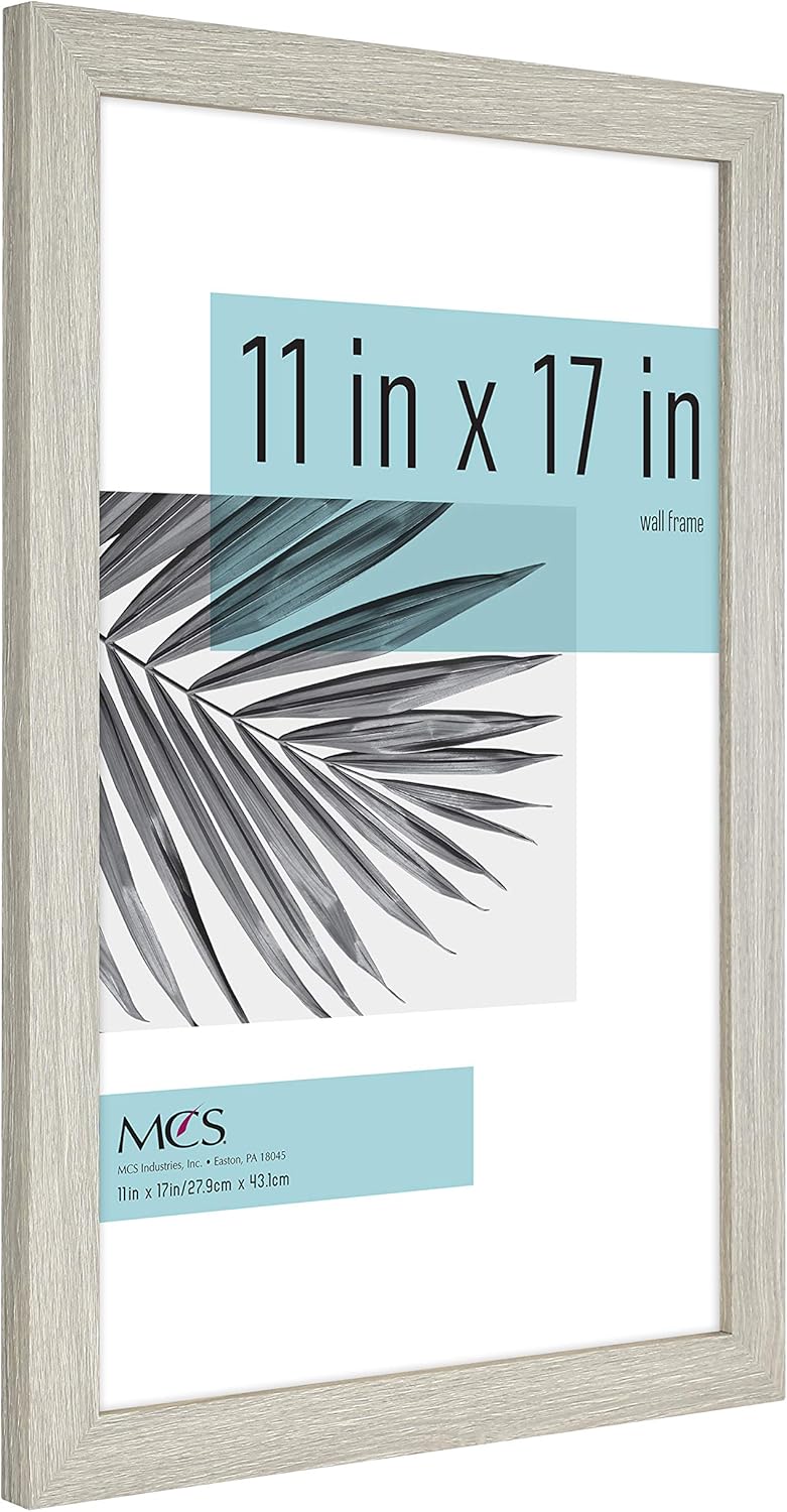 MCS Studio Gallery 11x17 Picture Frame Gray Woodgrain, Rectangle Photo Frame for Photos, Posters & Art Prints (2-Pack)