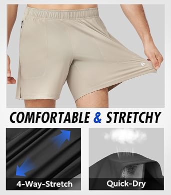 Separatec Men's Athletic Running Shorts Lightweight Breathable 7 with Zipper Pockets