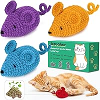 Vista 1 de Retro Shaw Catnip Toys Crochet Mice Cat Toys,3 Pcs Yarn Cat Nip Mouse Animals Toy,Safe Teeth Cleaning Toy for Indoor Kittens
