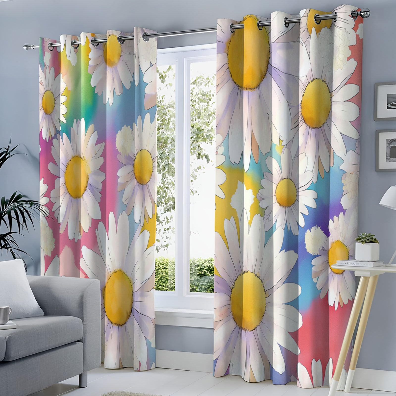 Rideau Occultant Poudre De Blush - Rideau Thermique Motif Affiche De Style Animefleurs De Rêve, Rideaux Chambre Salon Fenetre, Lot De 2 Draperies Intérieurs À Oeillets, 140Lx240H Cm