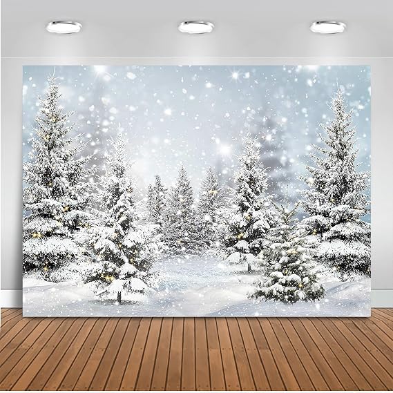 Mocsicka Pink Winter Wonderland Backdrop - Girl Birthday Background With Silver Snowflakes - Party Cake Table Decoration Banner & Photo Booth Props (8x6ft