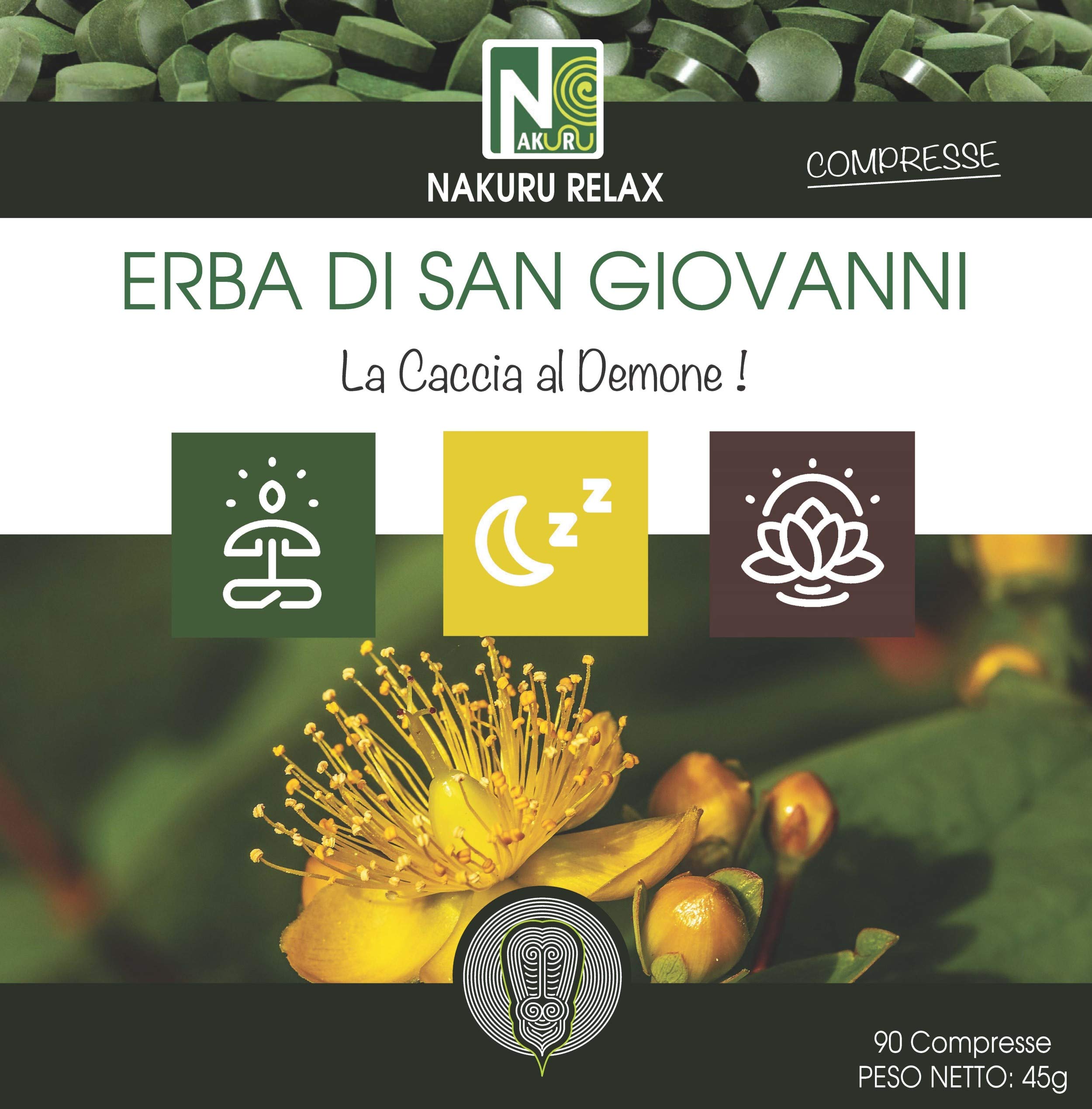 Erba di San Giovanni / 90 compresse da 500mg / NAKURU Relax/Polvere organica secca e compressa a freddo/Analizzata e condizionata in Francia / "La Caccia al Demone!" (Dorato)