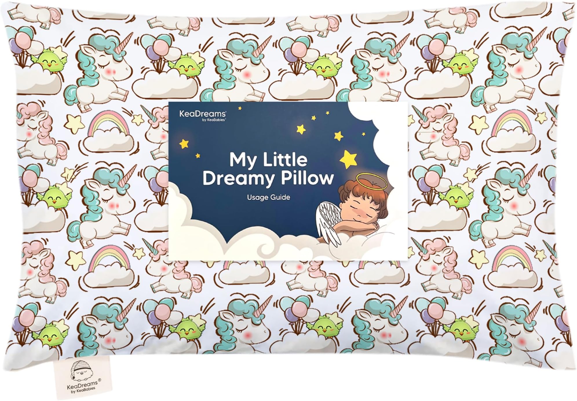 Toddler Pillow with Pillowcase - My Little Dreamy Pillow - Organic Cotton Toddler Pillows for Sleeping, Kids Pillow, Travel Pillows for Sleeping, Mini Pillow, Toddler Bed Pillows (Unicorn Dreams)