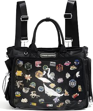 Large Ita Backpack Shoulder Tote Bag Crossbody Handbags with Insert,kawaiI Ita Purse,for Pin Display,Kpop Fan Anime Pins NOT Included Black