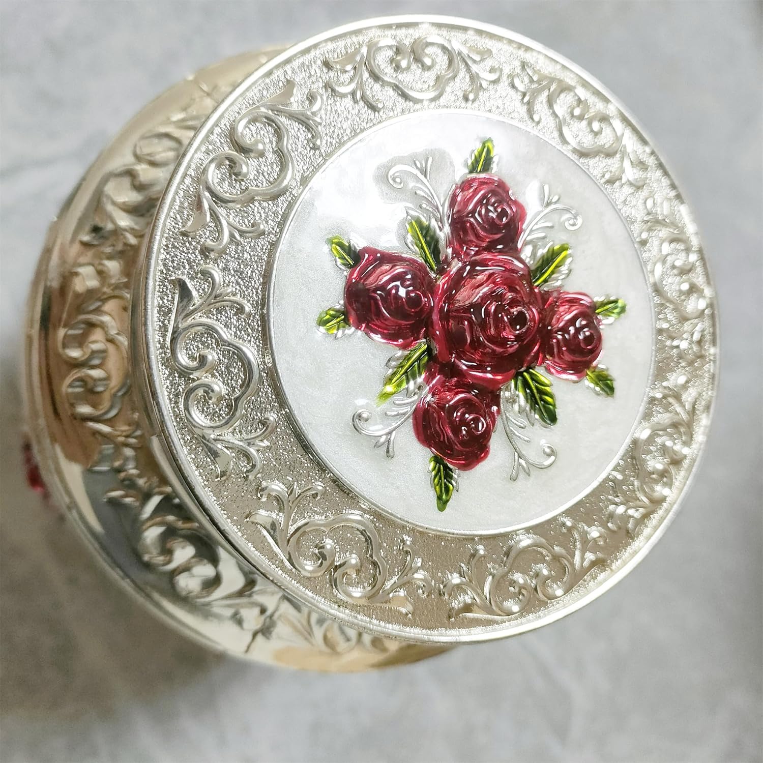 Keepsake Rose Urns for Human Ashes Medium Cremation Burial Urn for Adult Human Ashes Beautiful Zinc Alloy Decorative Funeral Urns, 7.1" H x 4.7" L（Silver Red）