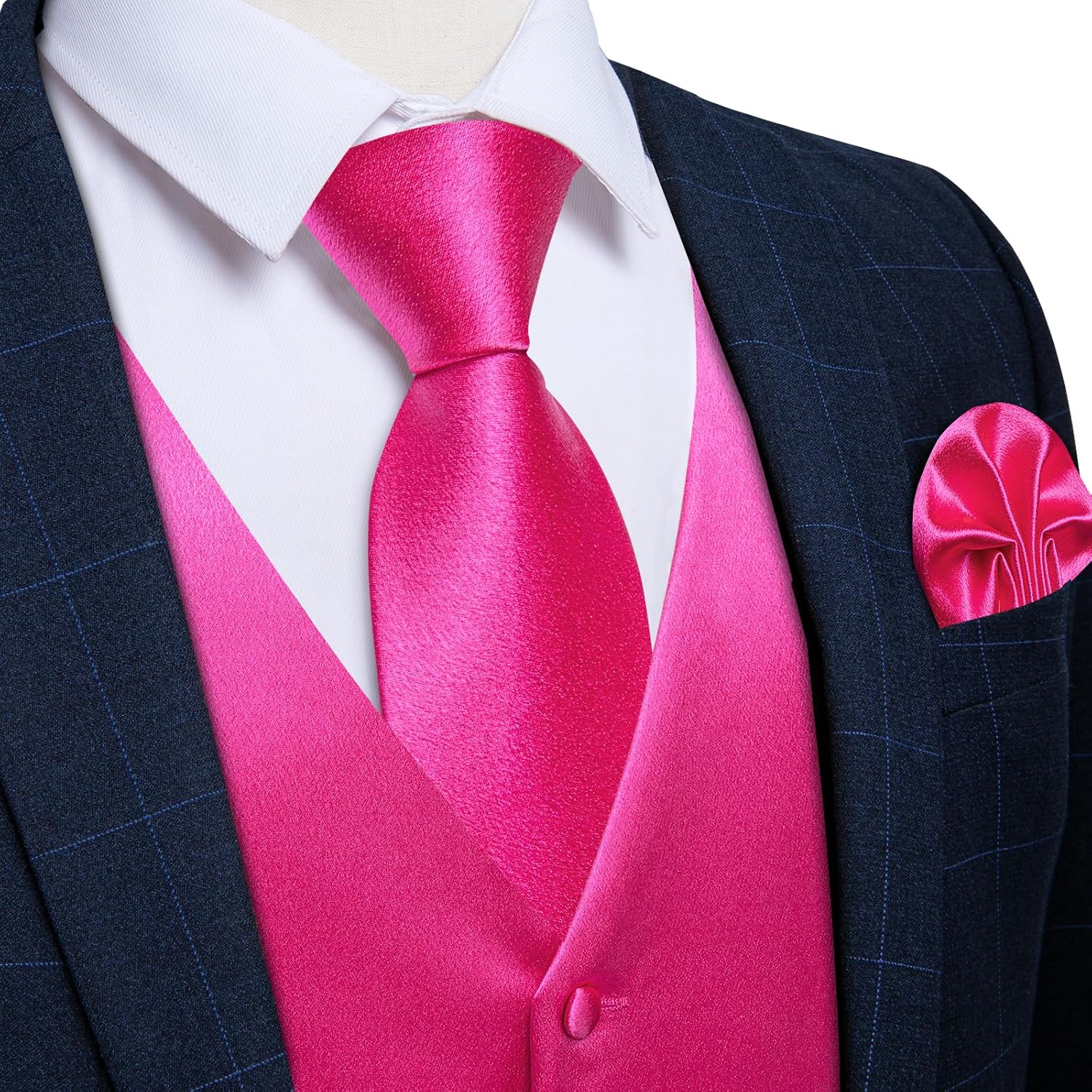 DiBanGu Men's Vest and Tie Set 6PCS Satin Waistcoat