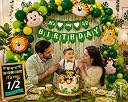 Party Propz Jungle Theme Half Birthday Decorations - 36 Pcs Animals Theme Half Birthday Decoration Combo | Bday Decorations for Baby 6 Months |Half Bday Decoration For Baby Boy gallery image