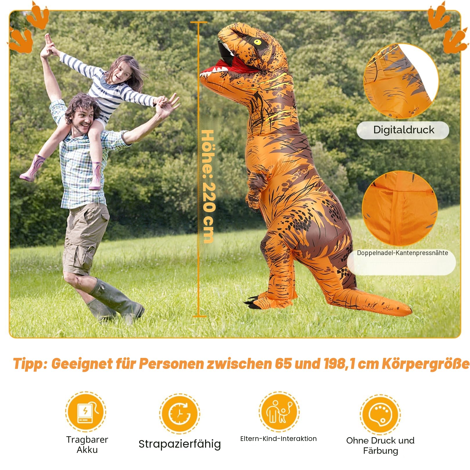 Aufblasbares Dinosaurier-Kostüm für Erwachsene, T-Rex, Dinosaurier-Kostüm, Erwachsene, lustiges Cosplay, Halloween