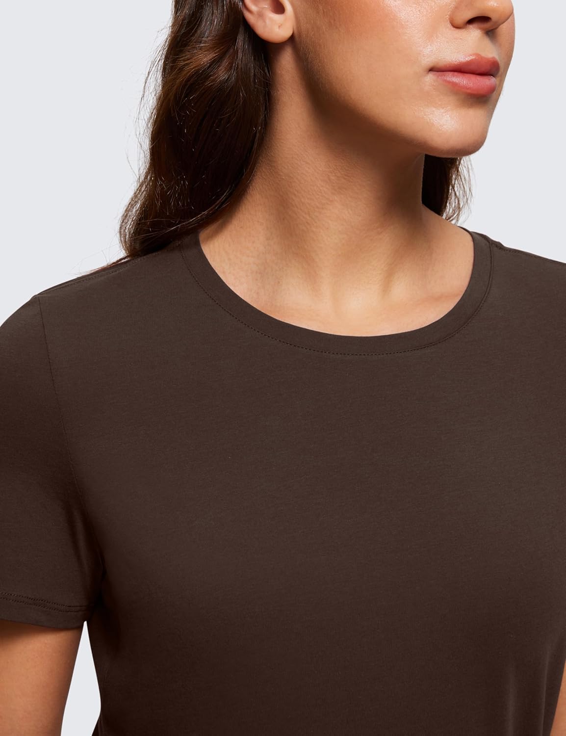 CRZ YOGA Pima Cotton Crewneck T-Shirts for Women - Workout Casual Yoga Athletic Short Sleeve Shirts Soft Crewneck Hip Tops - Image 3
