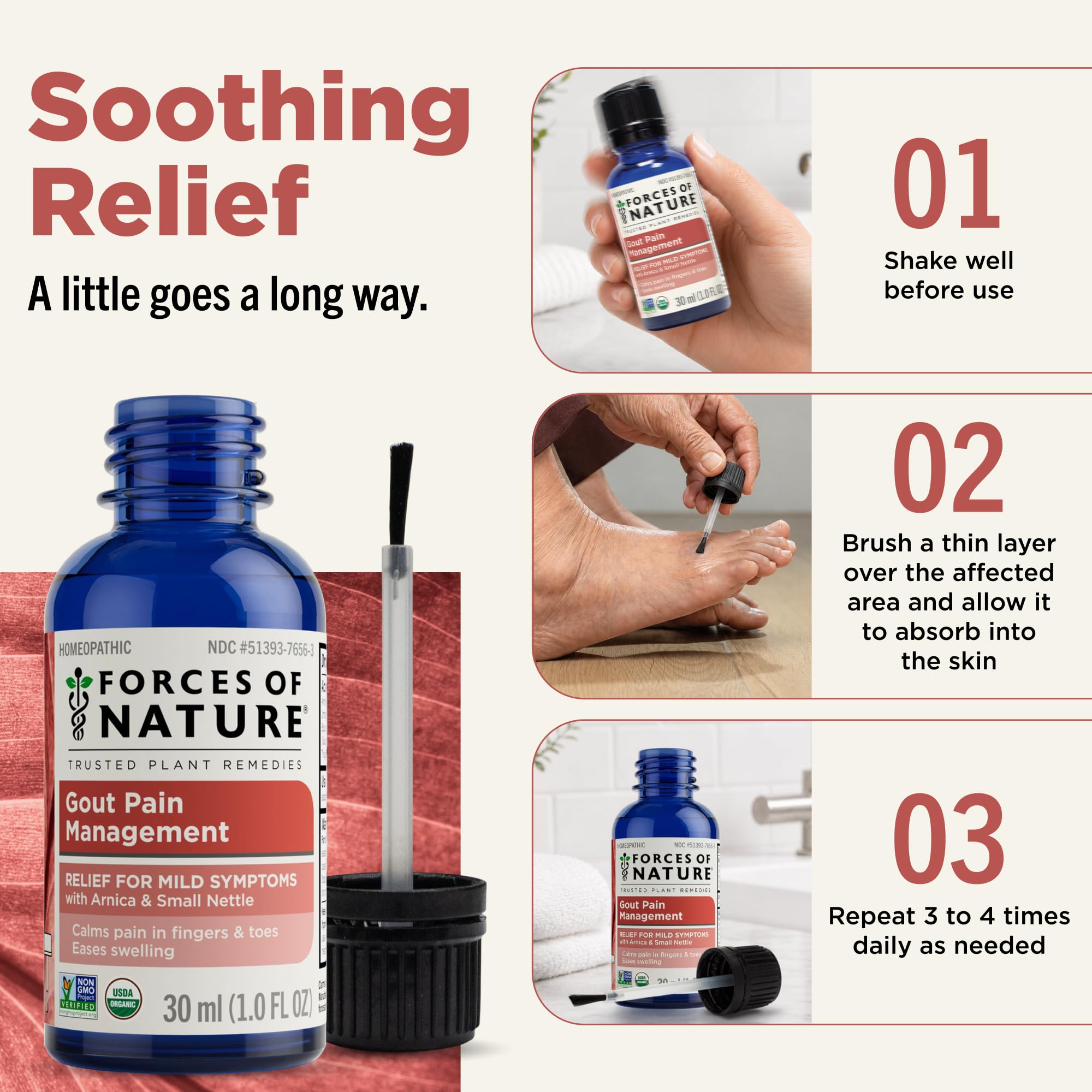 Forces of Nature Organic Gout Relief Oil for Feet & Toes, 1 Fl Oz (30 ml) — Amazon image 4
