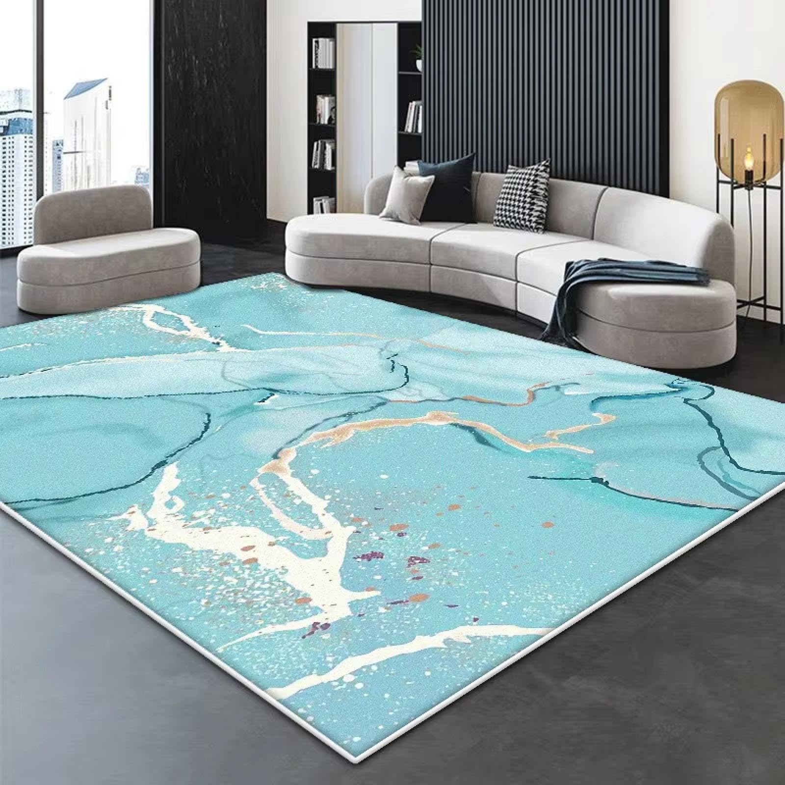 Tapis de salon design marbre antidérapant et doux pour chambre