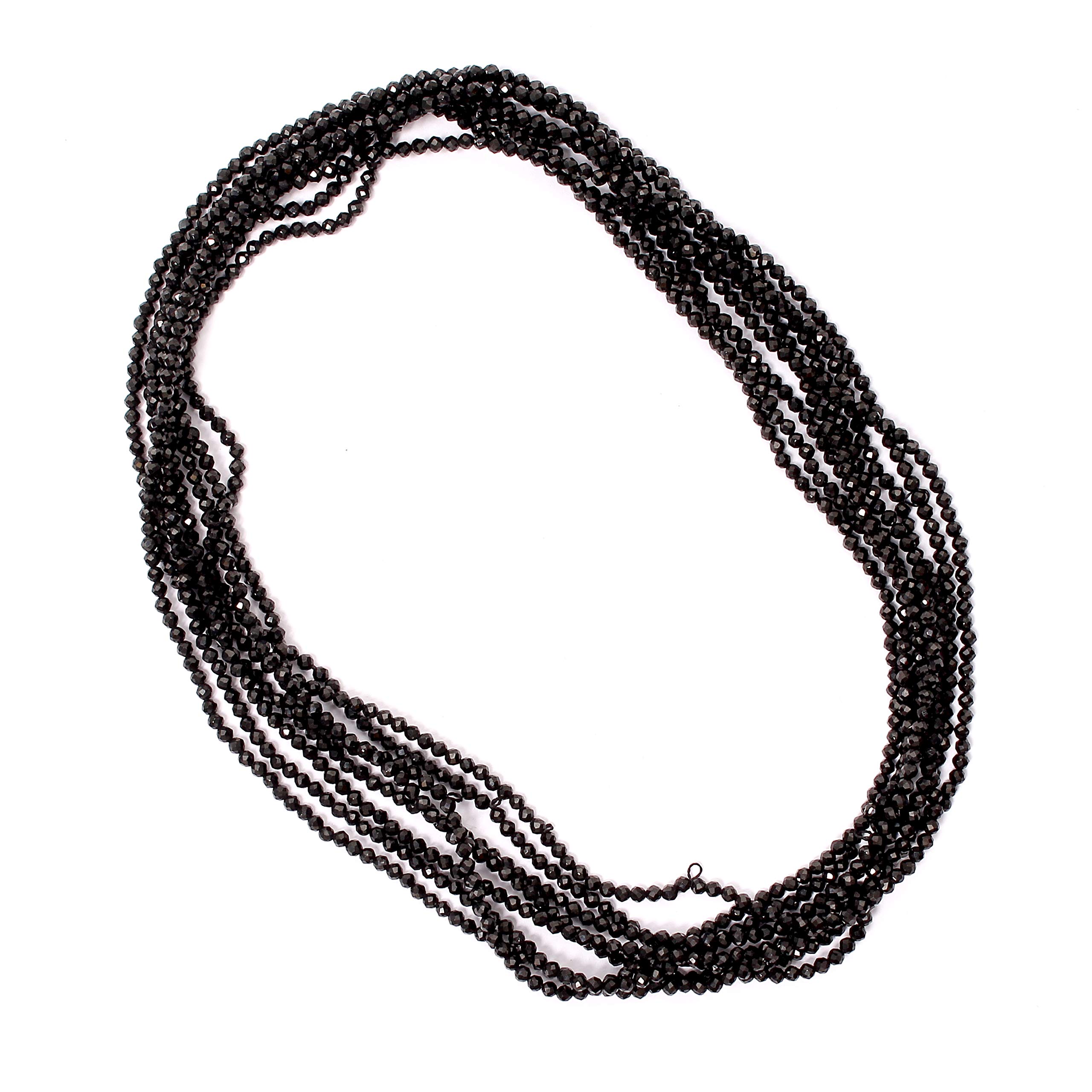 Natural Black Spinal Gemstone, Minimlaist Beaded Jewelry, 2 mm Faceted Round Beads 100 Inches Necklace, Multi Layer Design Beaded Necklace, Unisex Jewelry