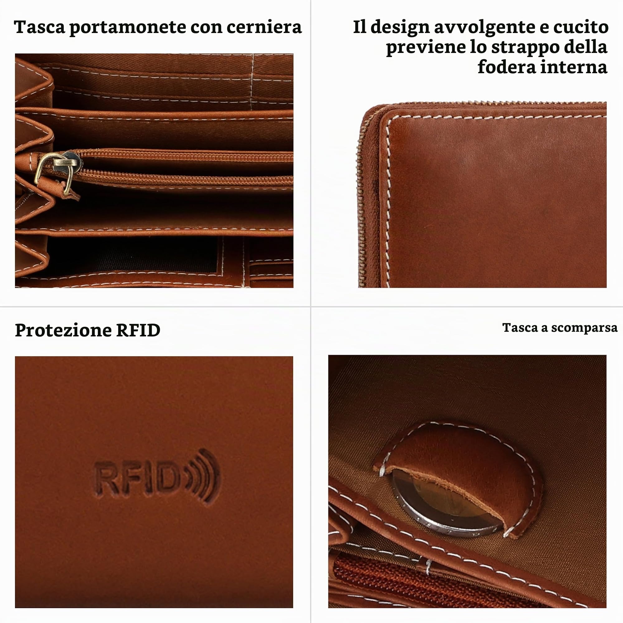 Gusti Portafoglio Da Donna In Vera Pelle Con Protezione RFID Cara – Elegante Portafoglio Lungo Con Numerosi Scomparti Per Carte E Monete Portafoglio Da Uomo