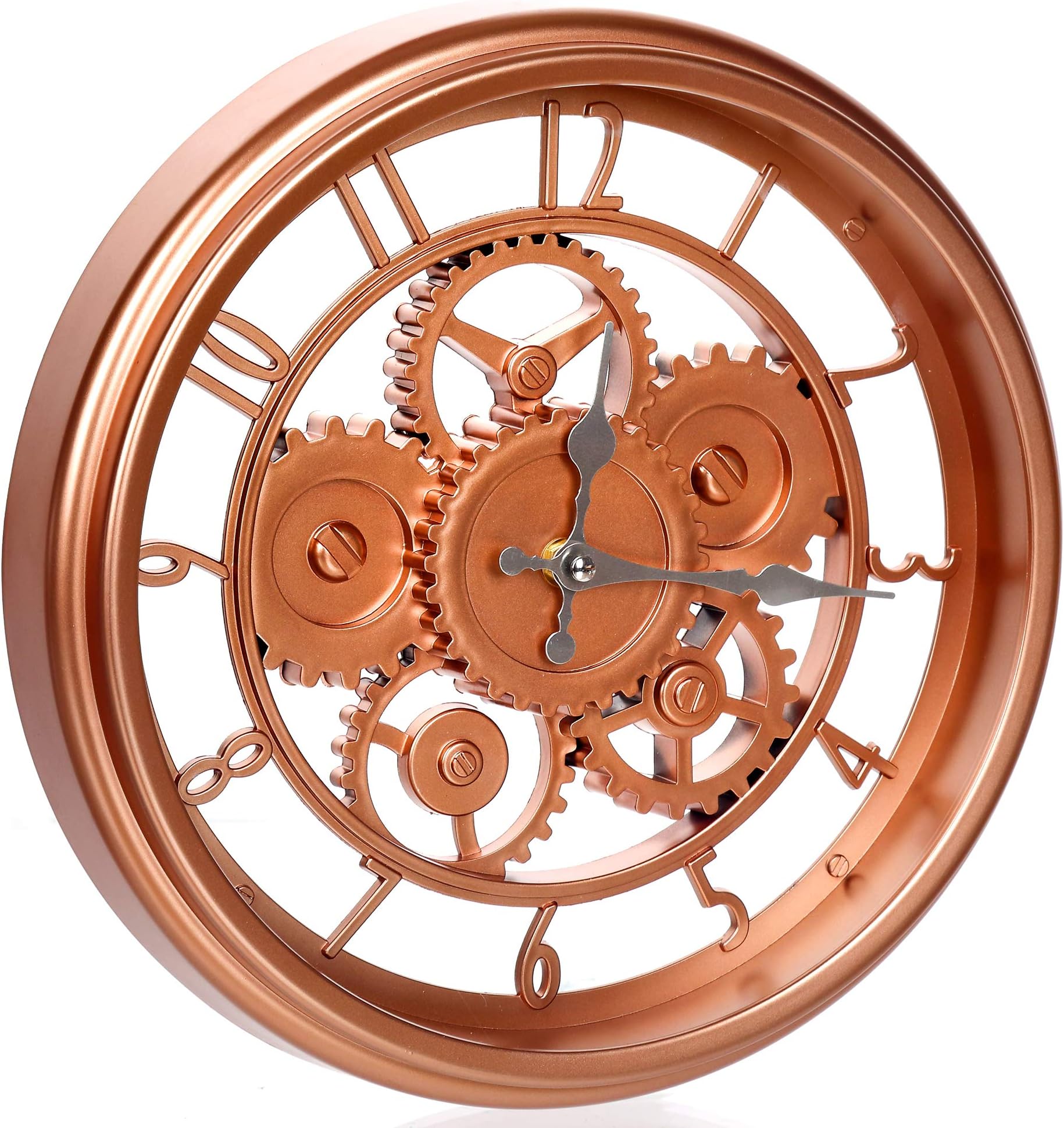 Decorative Analog Quarts Battery Operated Non-Ticking Living Room Gears Wall Clocks for Living Room, 12 inch
