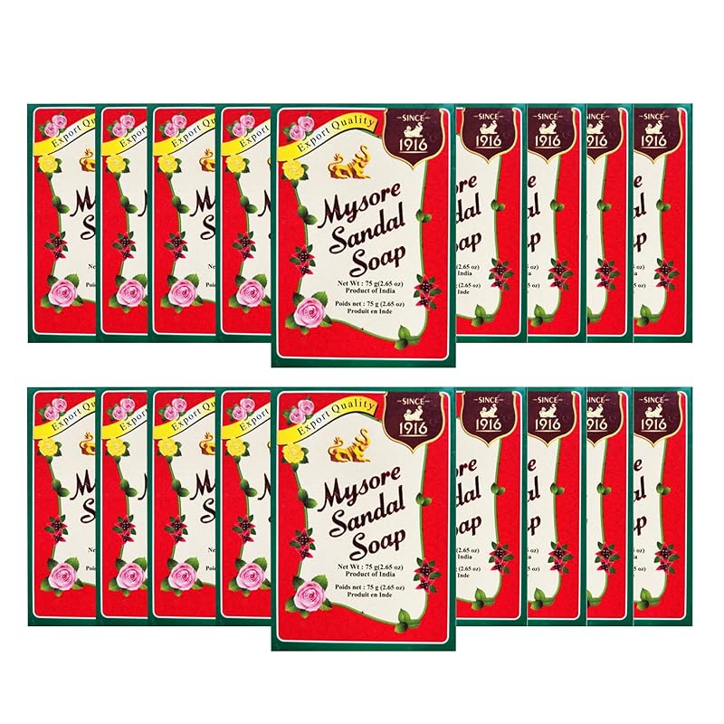 Sabonete em barra Mysore Sandal com óleo de sândalo, 18 unidades de 75 g