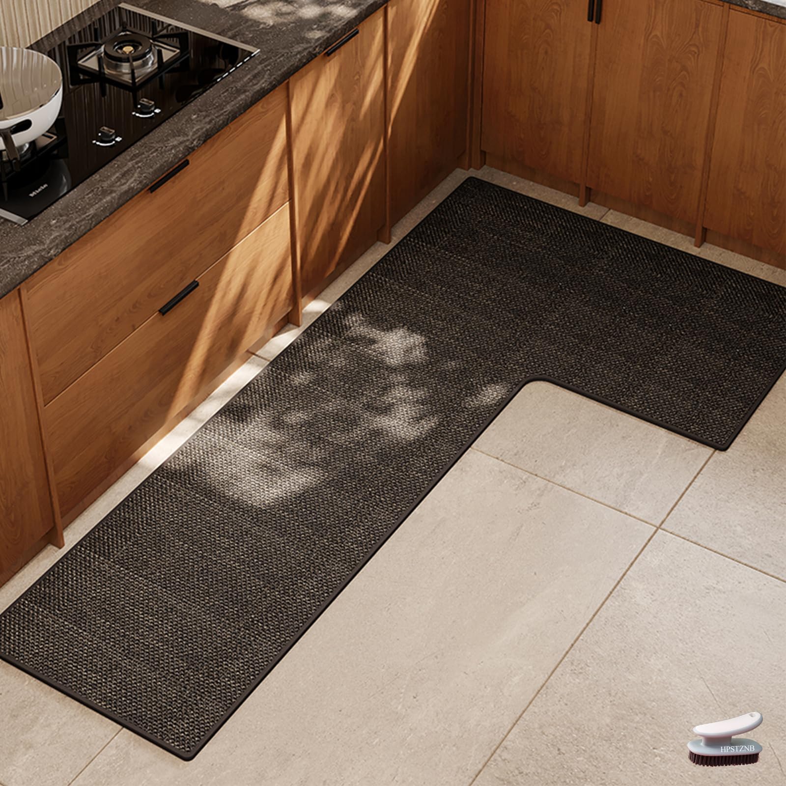 L Shaped Rug Corner Kitchen Rugs Non Slip Washable Mat, L-Shaped Rug Super Absorbent Corner Kitchen Mats Rubber Waterproof Corners Area Runner Kitchen