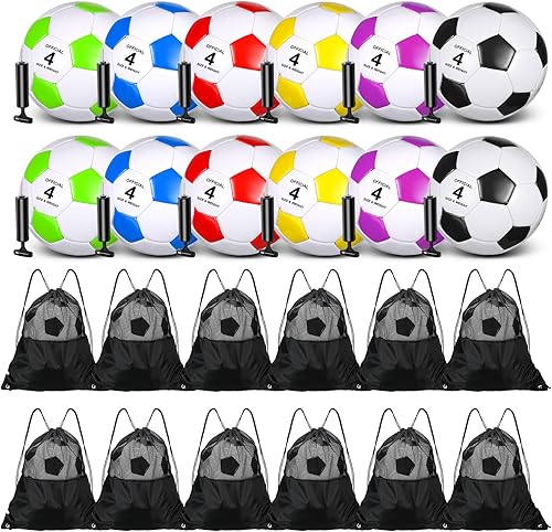 12 pelotas de fútbol desinfladas de Navidad, tamaño 54 a granel con bolsa de cordón para fútbol oficial, deporte, cristiano, donación, regalo de