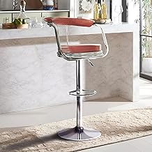 KOORSI & COMPANY. Adjustable High Curvy Barstool Kitchen Chair Suitable for Counter, Cafeteria, Bar Stool Dining, Pubs, Office, Shops, Cafe with 6 Months Limited Warranty (Brown, Set of 1)