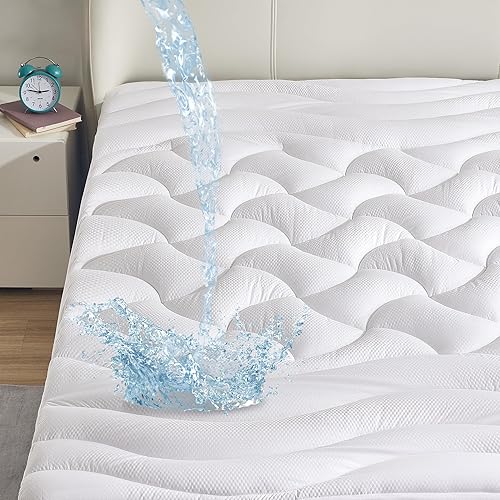 SLEEP ZONE Cubrecolchón impermeable tamaño Queen, funda de colchón refrescante para personas que duermen con calor, parte superior de almohada extra