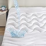 Sleep Zone Waterproof Pillow Top Mattress Topper King Size, Extra Firm and Fluffy for Hip Pain,Deep Pocket and Washable (White, King)