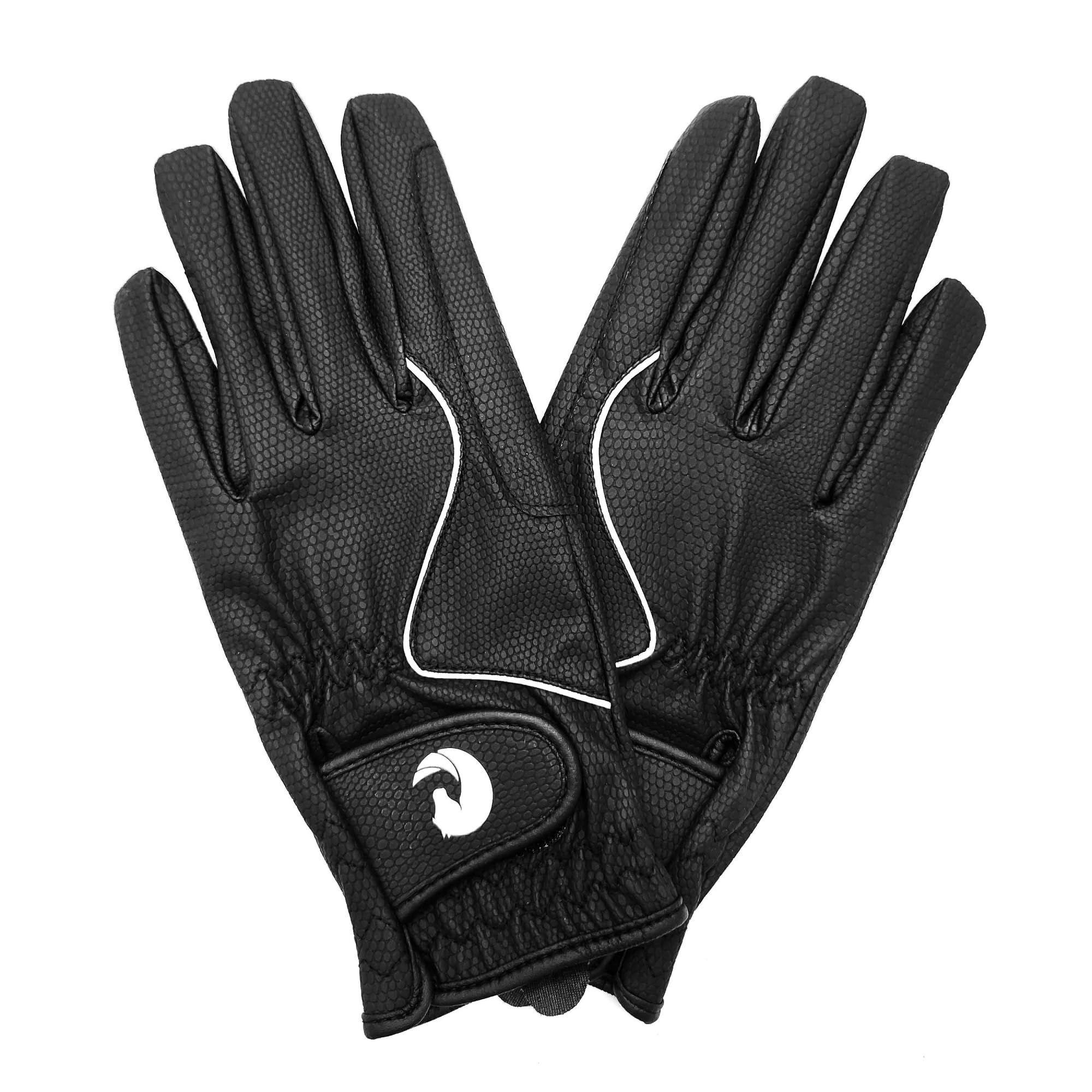 Oypla Coco Equestrian Black (XS) Breathable Synthetic Leather Horse Riding Gloves