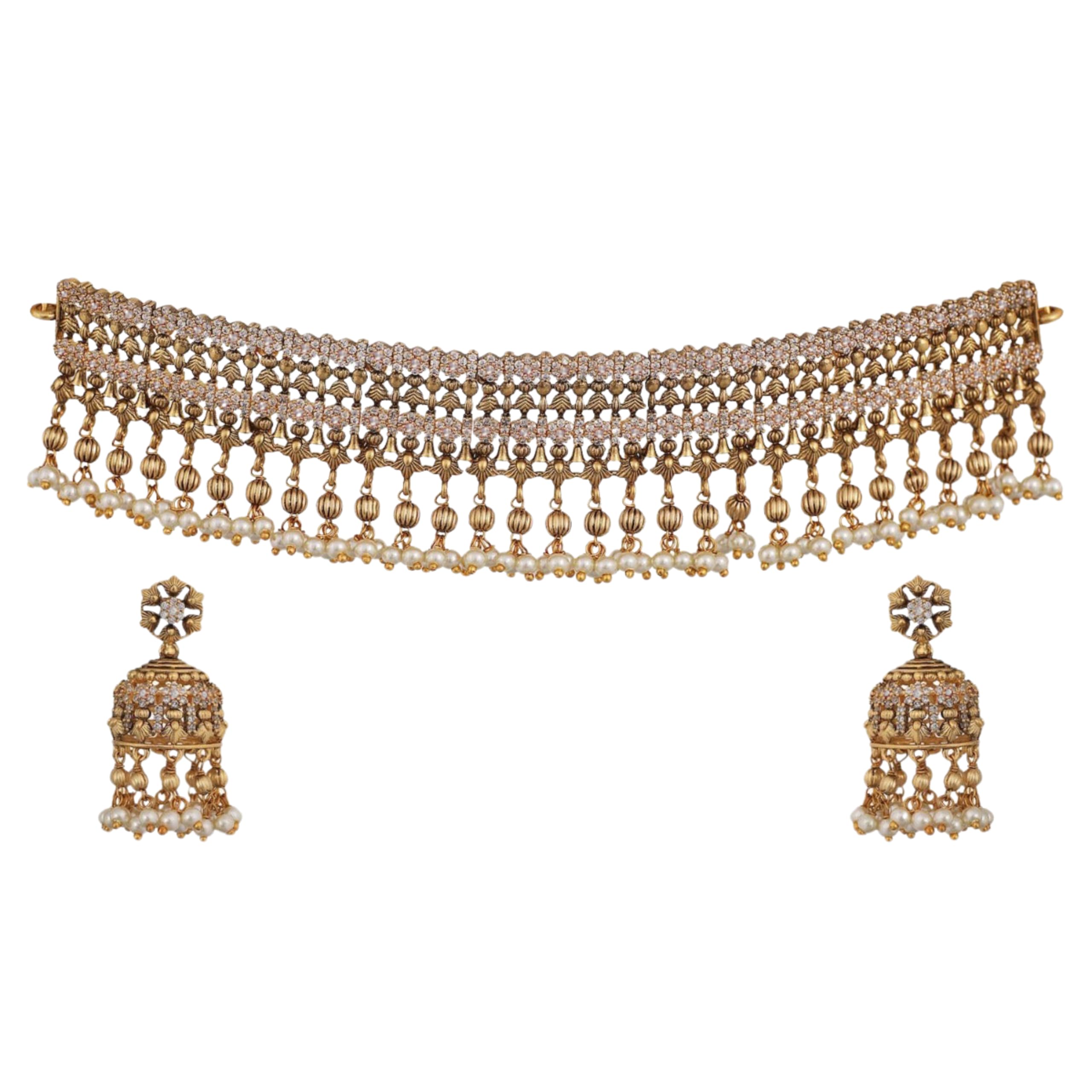 TARINIKA Antique Gold Plated Vakula Antique Choker Set with Floral Design - Jewelry Set for Women Perfect for Ethnic occasions | Traditional Jewellery For Women | 1 Year Warranty* (B0CZDKZMCF) Amazon Price History, Amazon Price Tracker