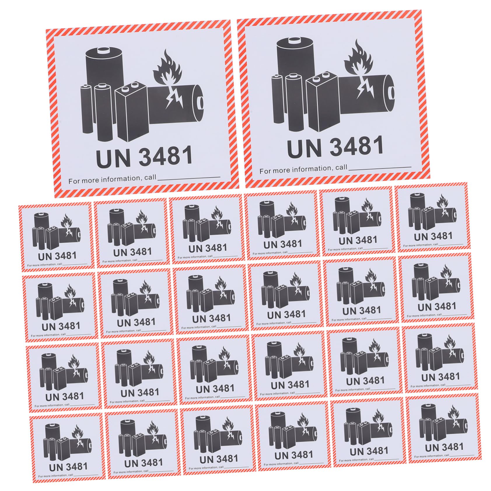 NAMOARLY Efficient Battery Caution Stickers 100 Sheets Warning Labels for Lithium Battery Packaging