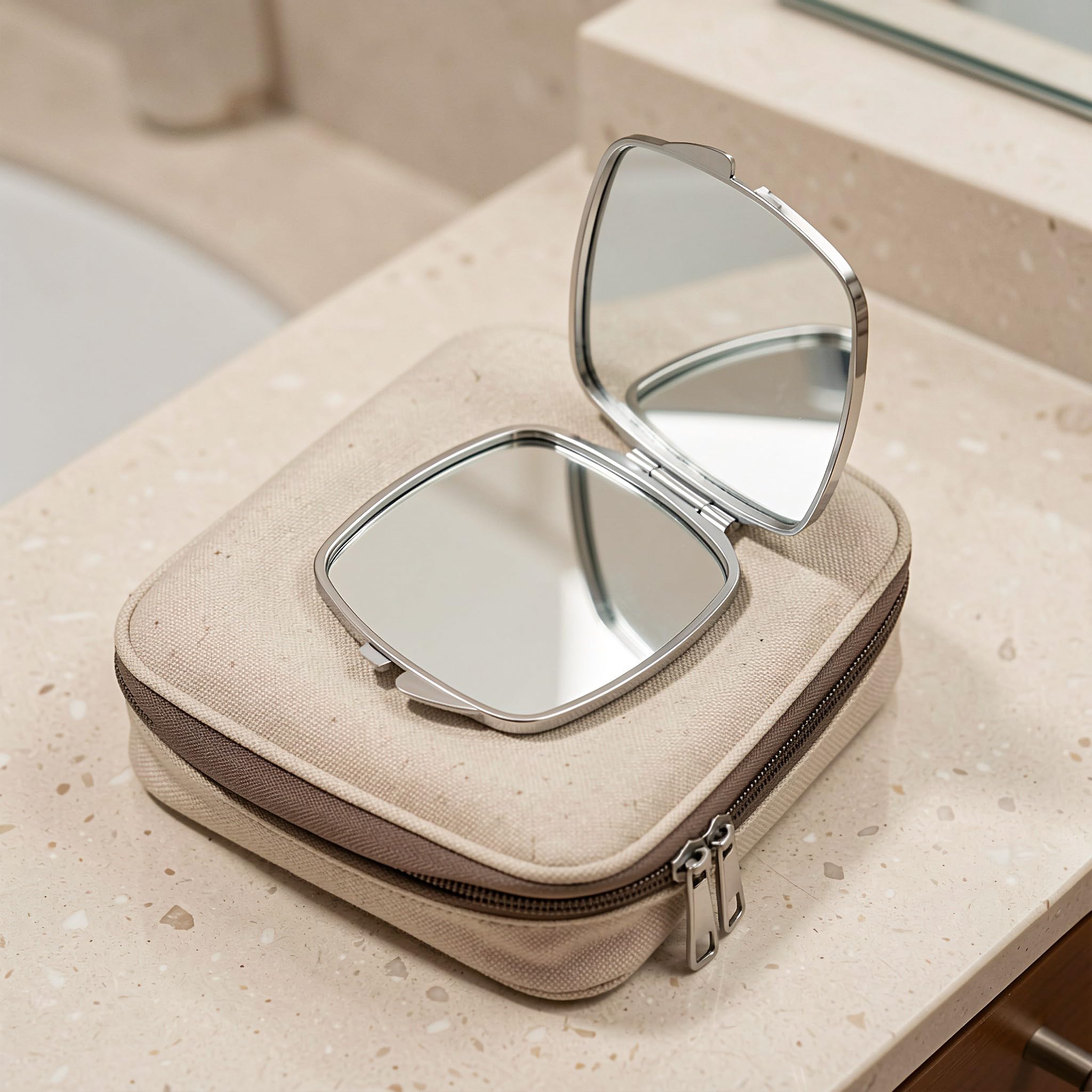 Zerodeko 12 specchietti pieghevoli per sublimazione, specchietti cosmetici | Specchietti tascabili per sublimazione, con design rotondi e con bordi arrotondati, ideali per ritocchi quotidiani al trucco