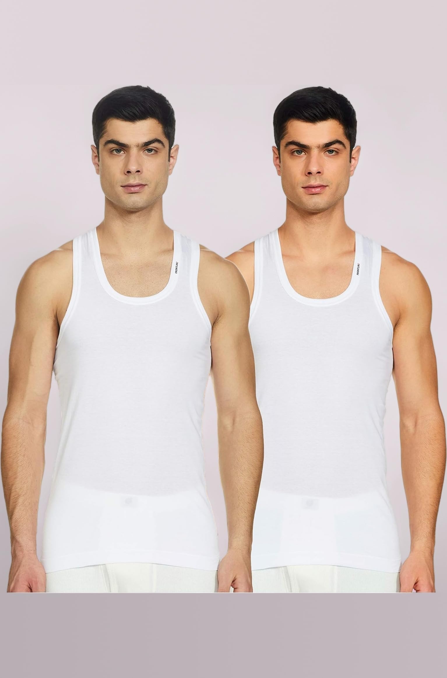 Sleeveless Vest for Men, 100% Cotton Material, Round Neck, Regular Fit, Pack of 2