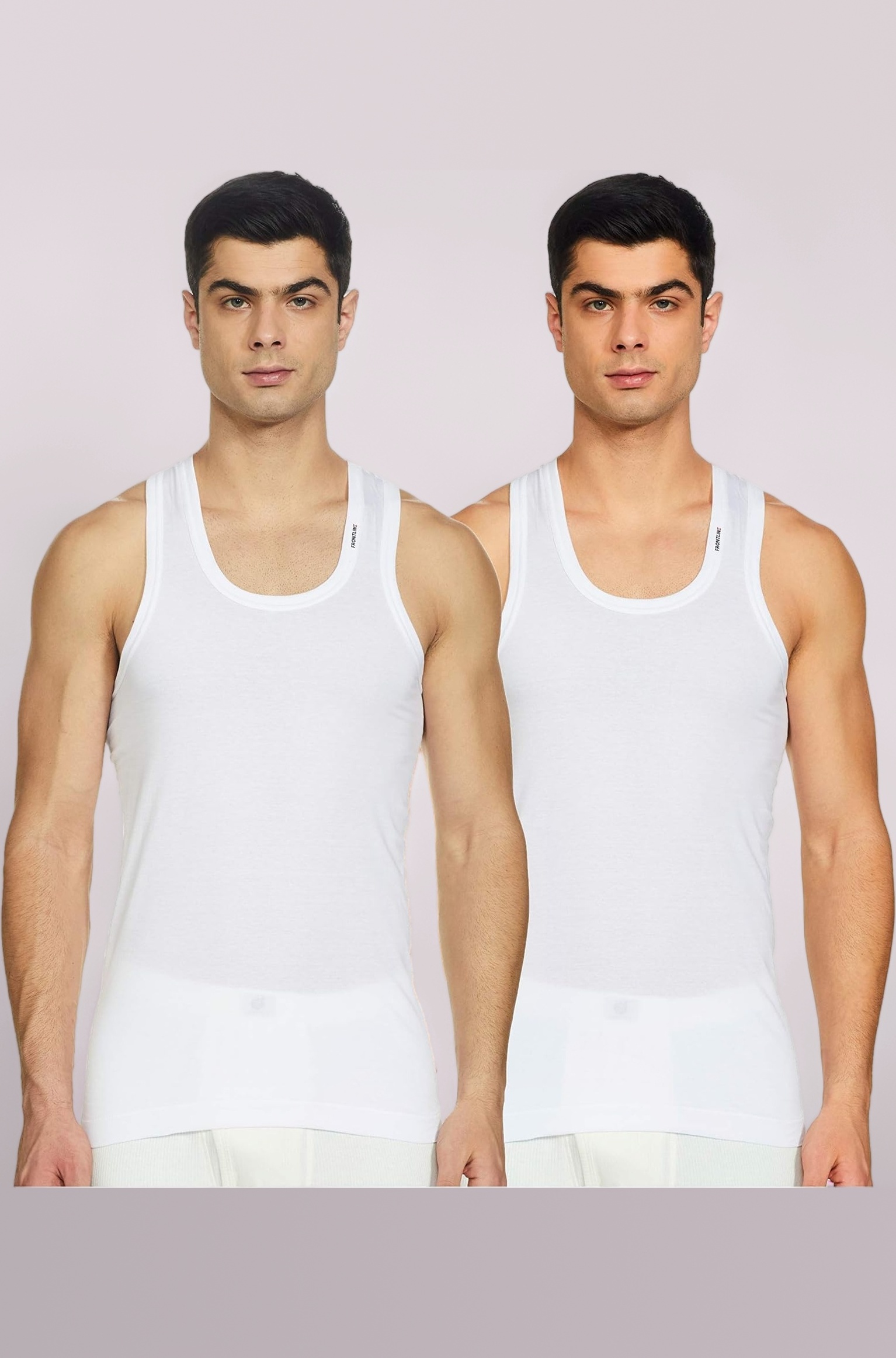 Rupa Frontline Sleeveless Vest for Men, 100% Cotton Material, Round Neck, Regular Fit, Pack of 2