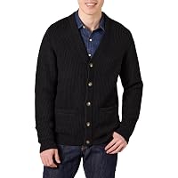 Amazon Essentials Cardigan Morbido a Maniche Lunghe Uomo, Nero
