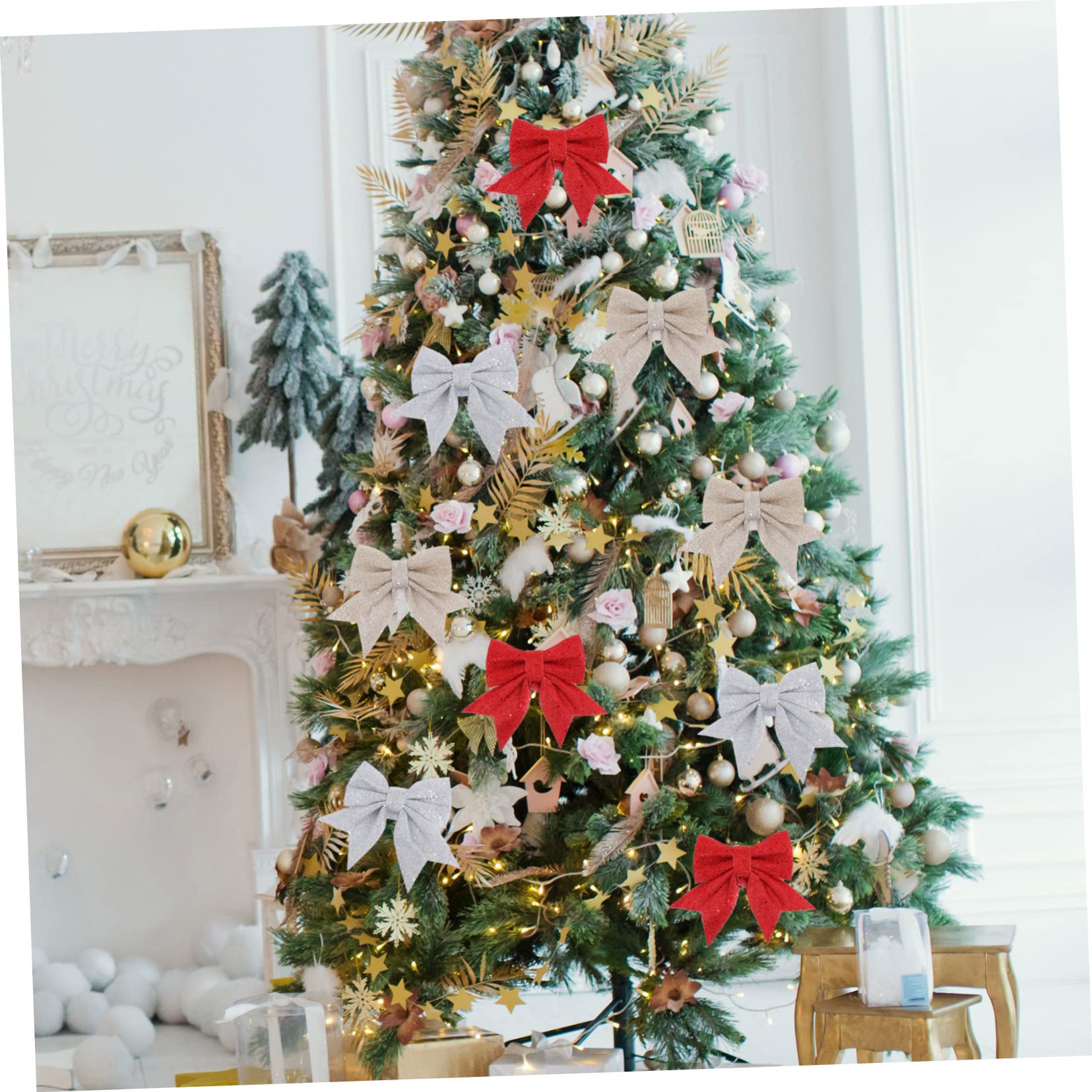 PRETYZOOM 30 Pz Angeli Natalizi angioletti Natalizi Fiocco Natalizio Glitterato Decorazioni con Fiocco di Natale Decorazioni Natalizie Ghirlanda Decorazioni Natalizie Coperto