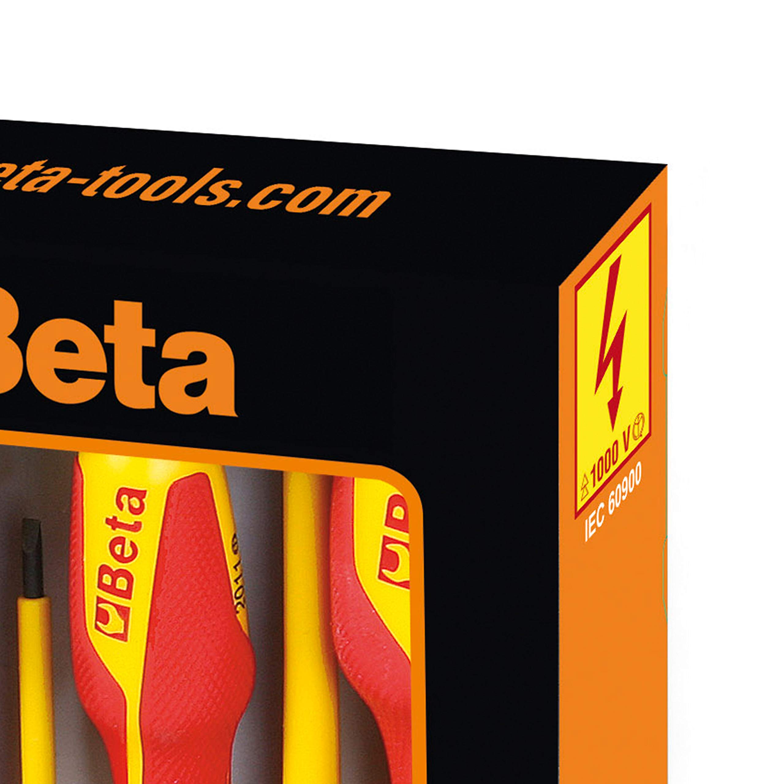 BETA - Set Giraviti Isolati Professionali 6 Pezzi, Cacciaviti da Elettricista con Impugnatura Ergonomica e Stelo Isolato per Lavori su Impianti Elettrici, Serie 1272/1274 MQF/D6