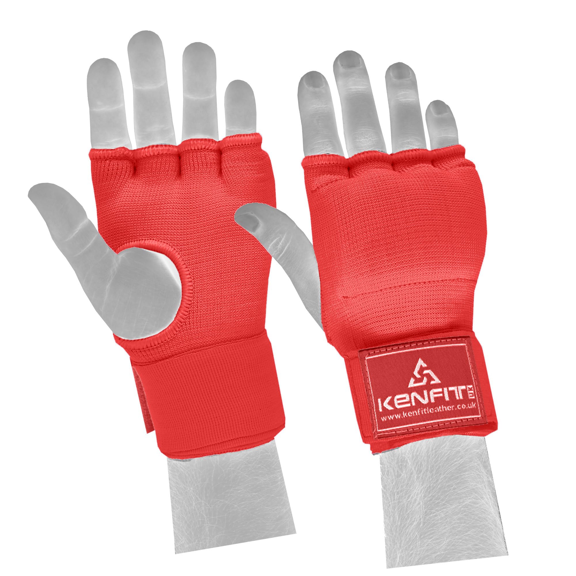 Kenfit Gel Padded Inner Boxing Gloves - Quick Wrap Hand Protection for MMA, Muay Thai, Kickboxing, and Training (Red, S)