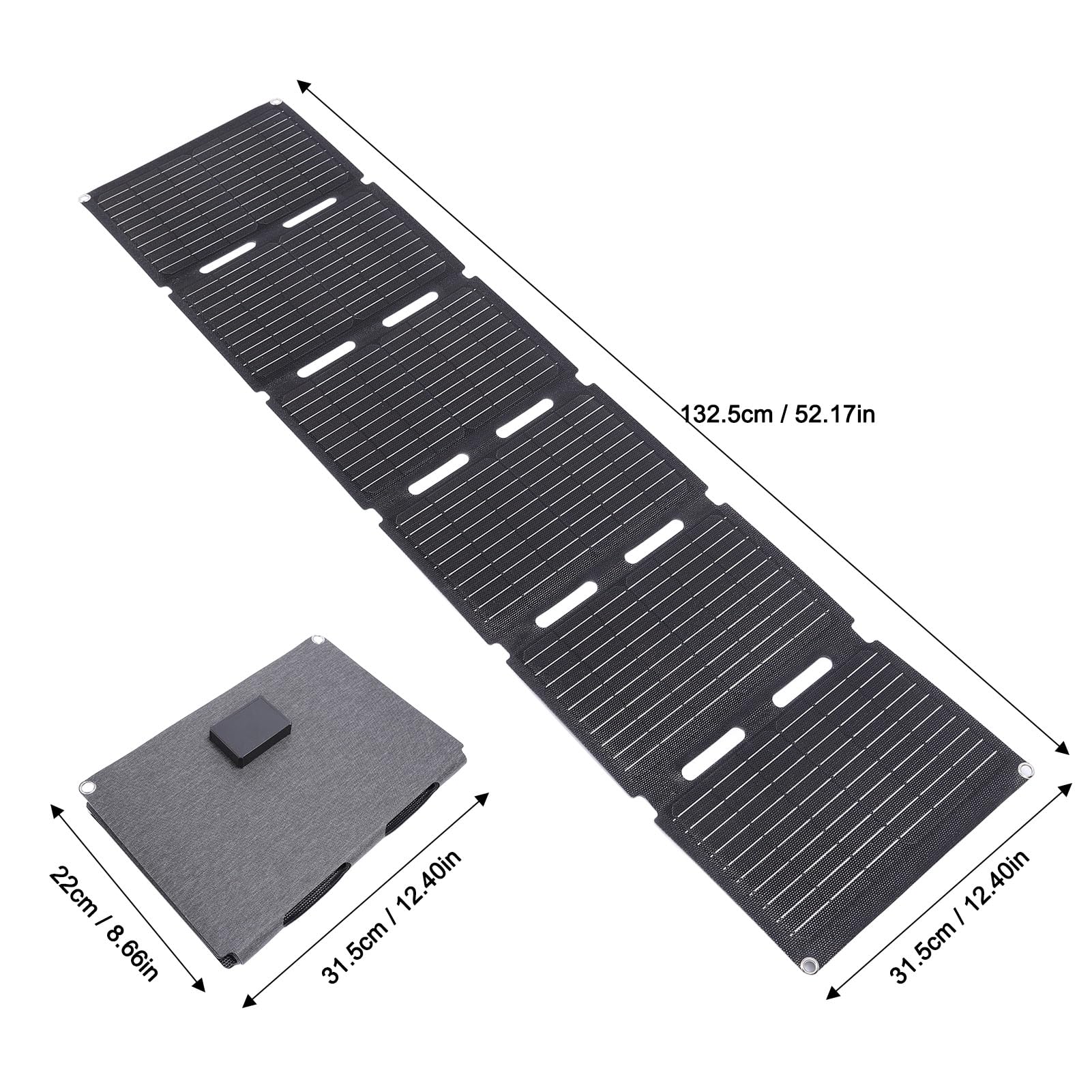 Panneau Solaire Portable 120 W, Silicium Monocristallin, Deux Ports USB, Chargeur Solaire Pliable Léger pour Extérieur, Camping, Camping-Car, Urgence