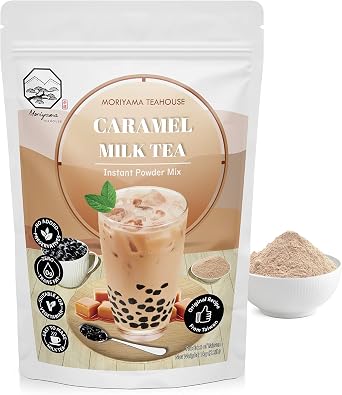 Caramel Bubble Milk Tea Instant 3in1 Powder Mix - 1kg 33 Drinks | For Boba Tea, Milkshake, Blended Frappe and Bakery | Authentic Taiwan Recipe | 0 Trans Fat, No Preservatives by Moriyama Teahouse