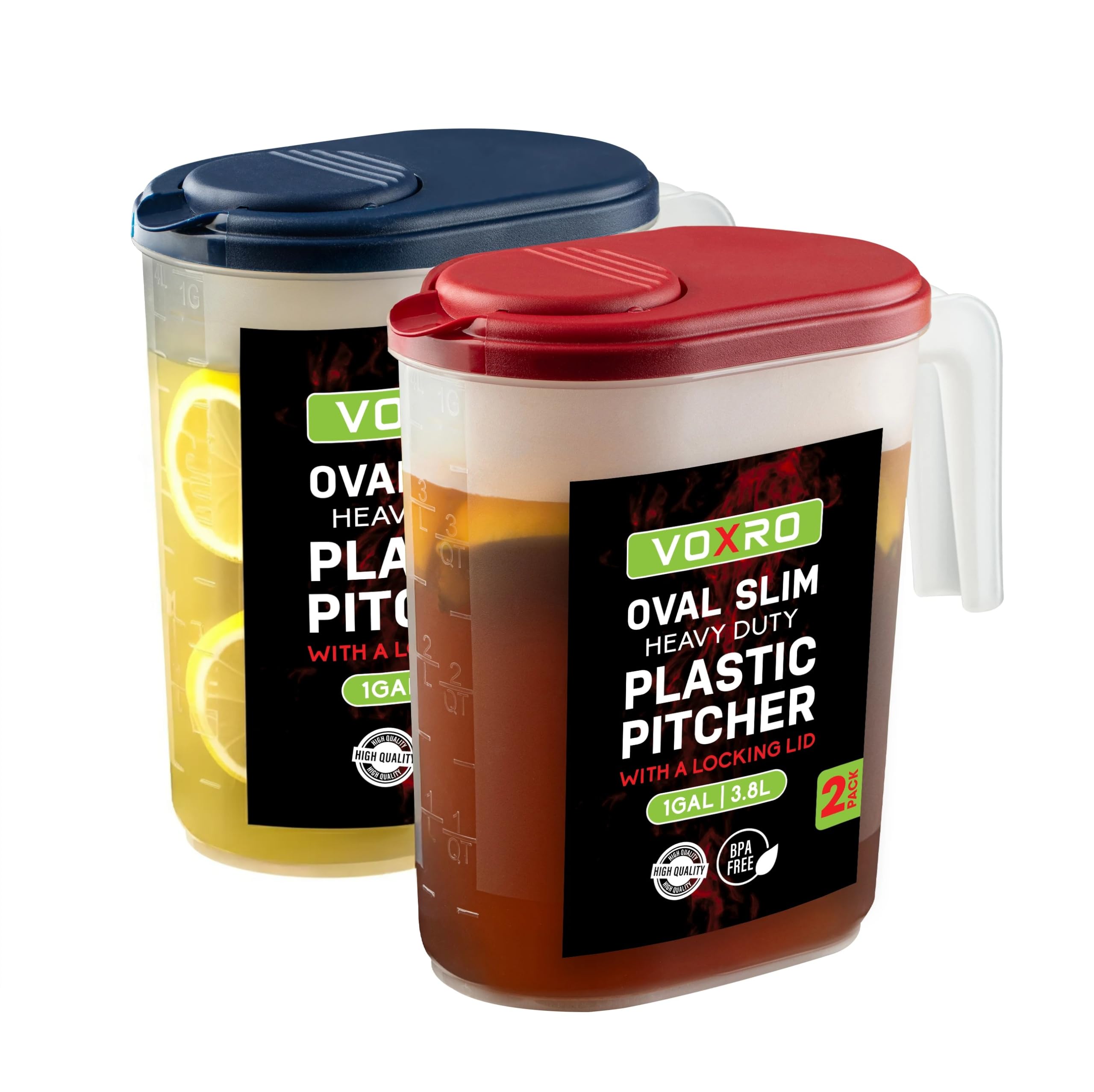 VOXRO 2-Pack Oval Slim Pitchers