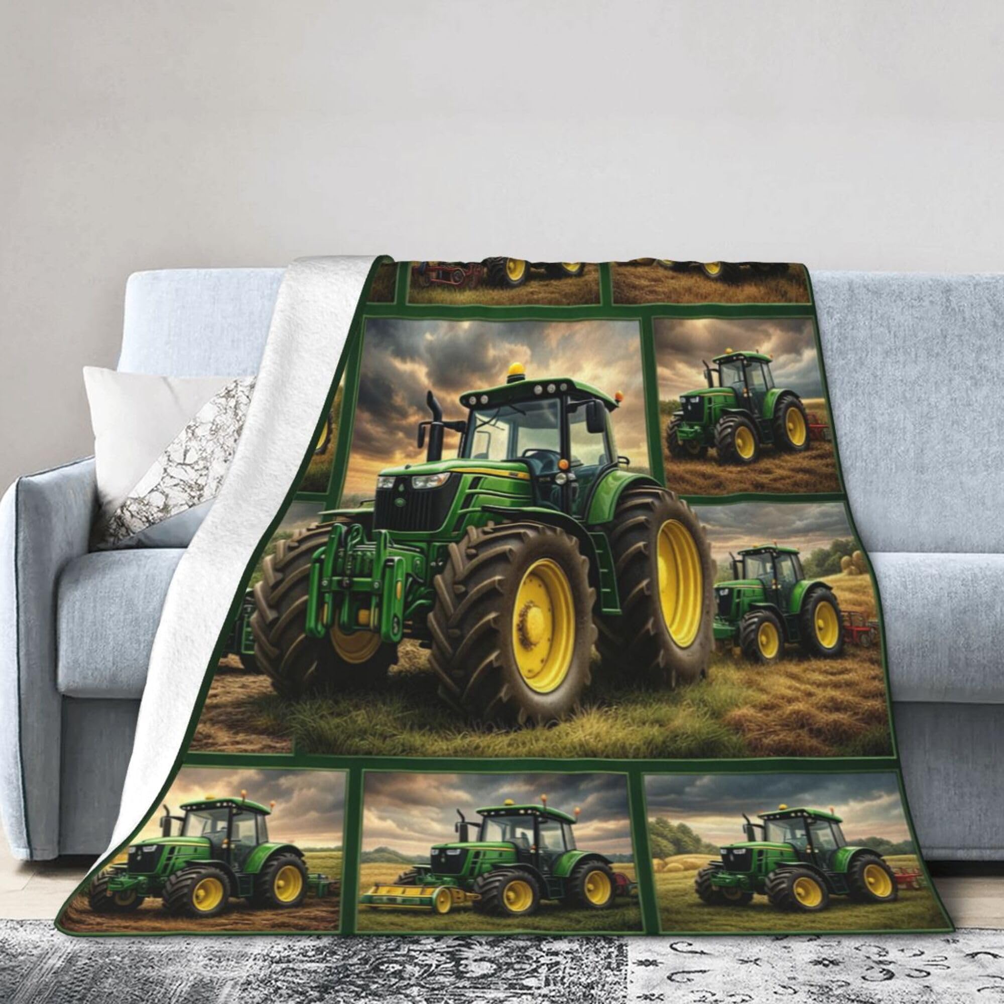Tractor Blanket Gifts for Women Girls Men Boys– Soft Flannel Tractor Throw Blanket – Tractors Gift Merch Stuff for Room Decor 50"x40"