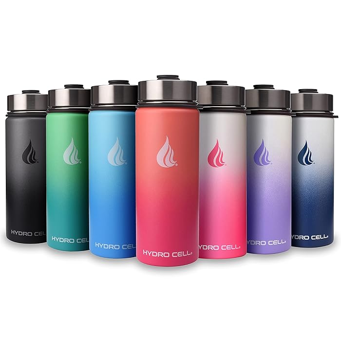 Buy HYDRO CELL Stainless Steel Water Bottle w/Straw & Wide Mouth Lids