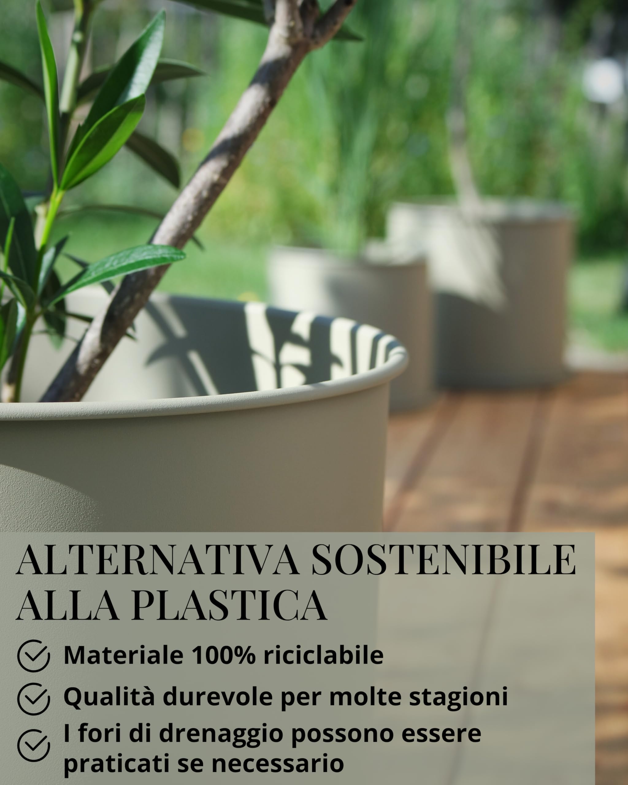LIVLIG - Set di 3 vasi da fiori, 25 cm, 31 cm e 40 cm, grandi per esterni e interni, vasi zincati, colore: verde