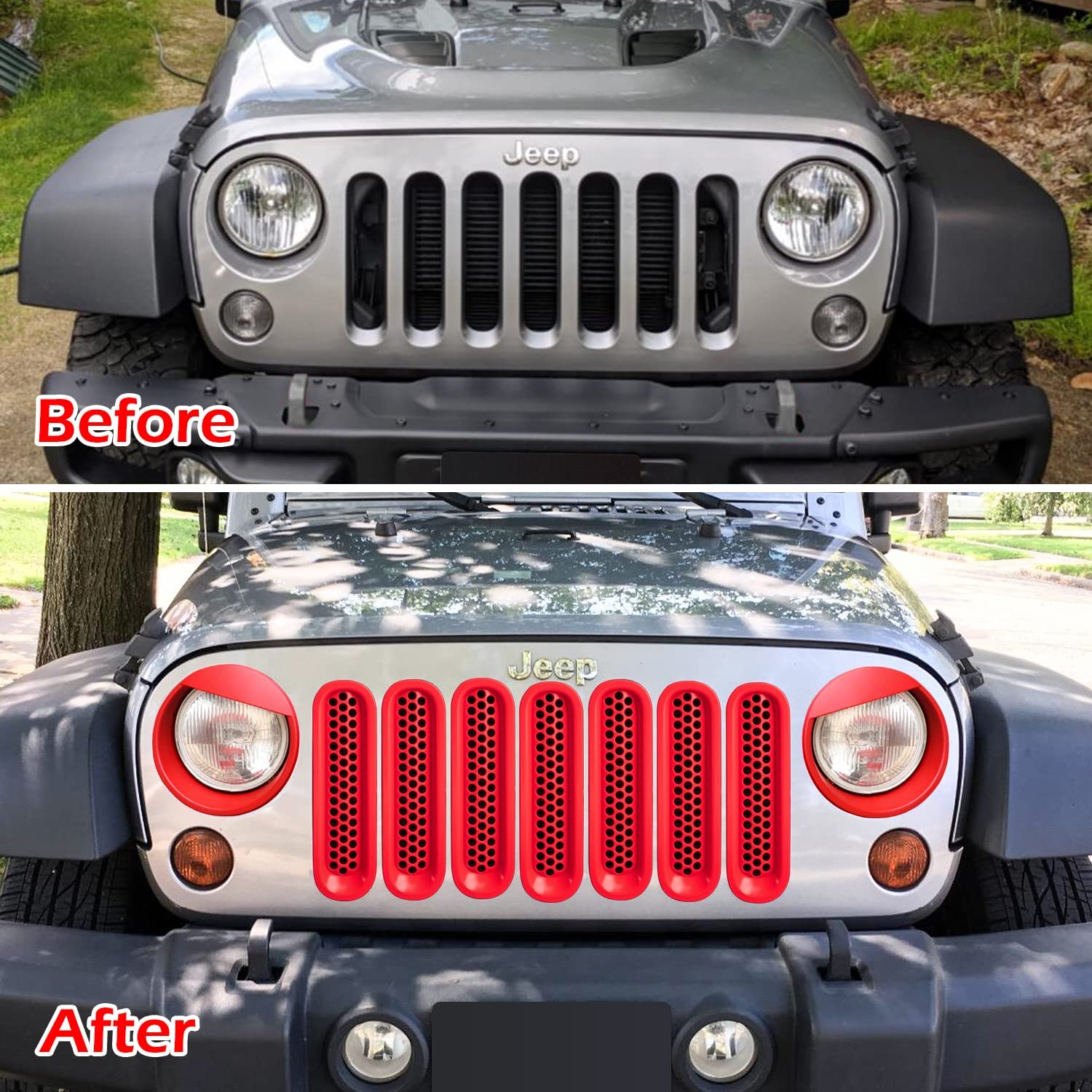 9 pz/set griglia anteriore nera in rete Trim + inserto faro faro cornice Trim Cover per Jeep Wrangler JK 2007-2018 Car styling  34