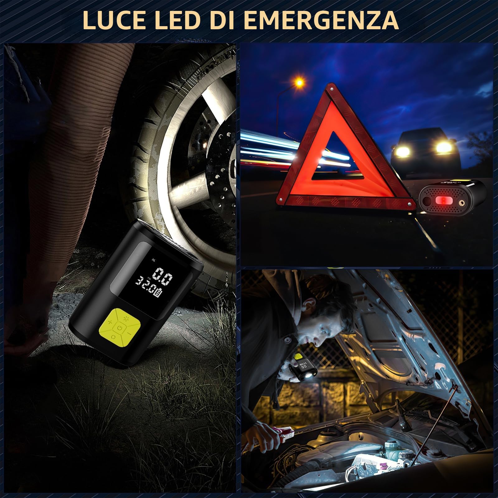 EUARY 6000mAh Mini Compressore Aria Portatile Auto, 150PSI Gonfiatore Bici Elettrico con Schermo LCD Digitale e Torcia LED, Pompa Elettrica per Bicicletta, Auto, Moto, Monopattino, Palloni
